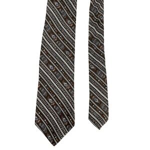 Christian Dior Silk Necktie Brown Patterned Baskin Vintage Men's Tie #1233